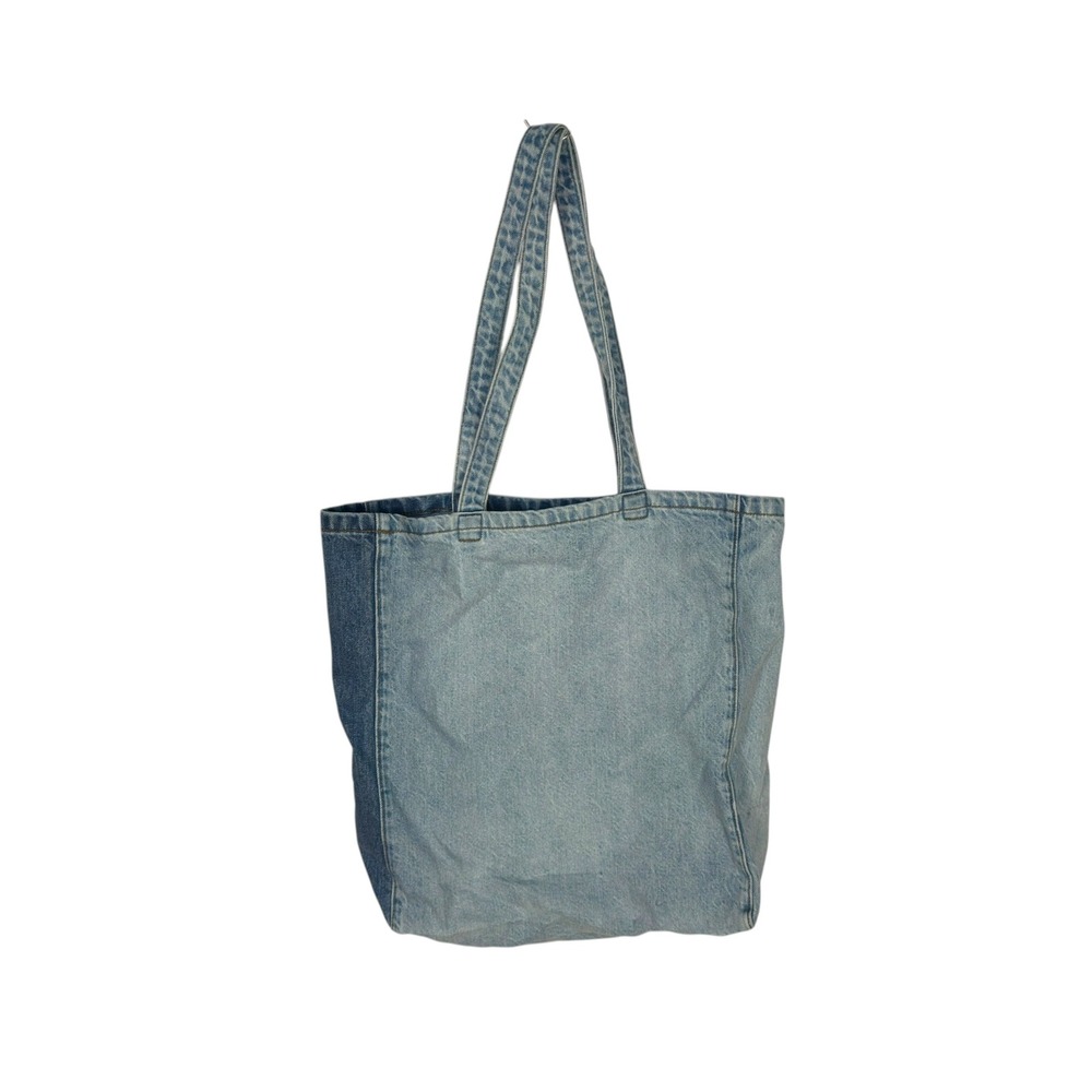 American Eagle Denim Tote Bag OS Blue Yin Yang Smiley Face Retro Boho Streetwear - Picture 3 of 8